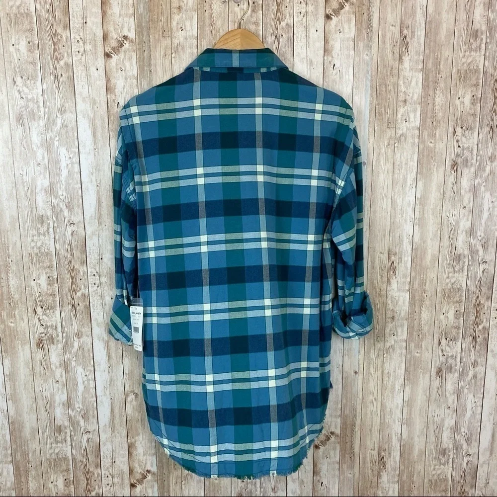 Free People Loveland Plaid Long Sleeve‎ Button Front Shirt Size XS